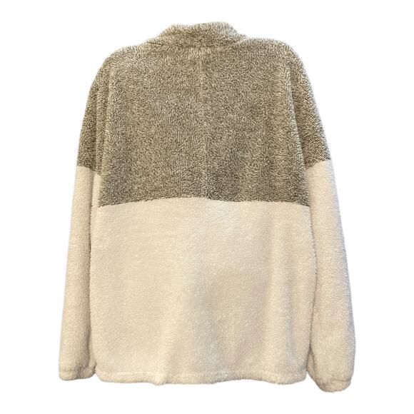 Coco & Main Women's Multicolor Sherpa Fleece 1/4 Zip Pullover Front Pocket SZ XL - Picture 2 of 8